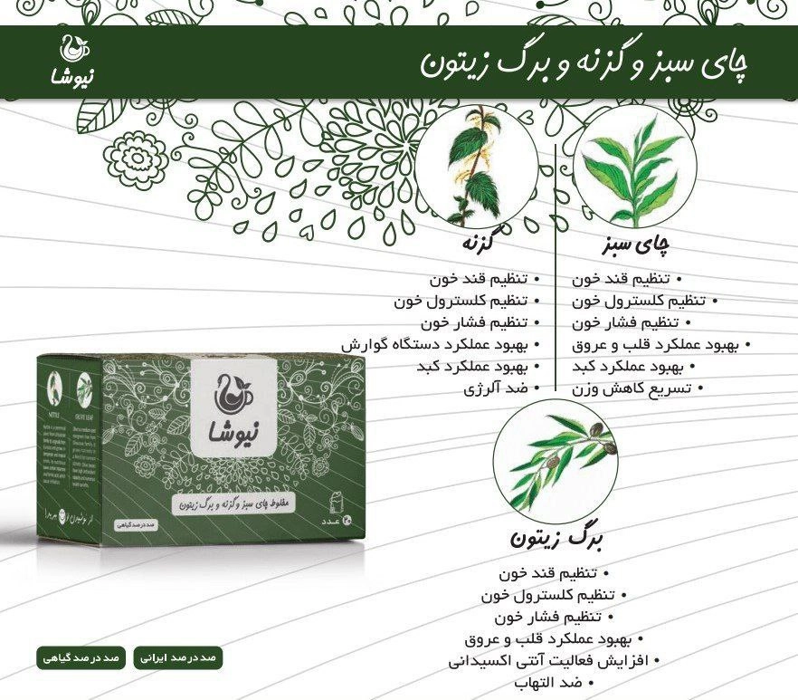 چای سبز و گزنه و برگ زیتون